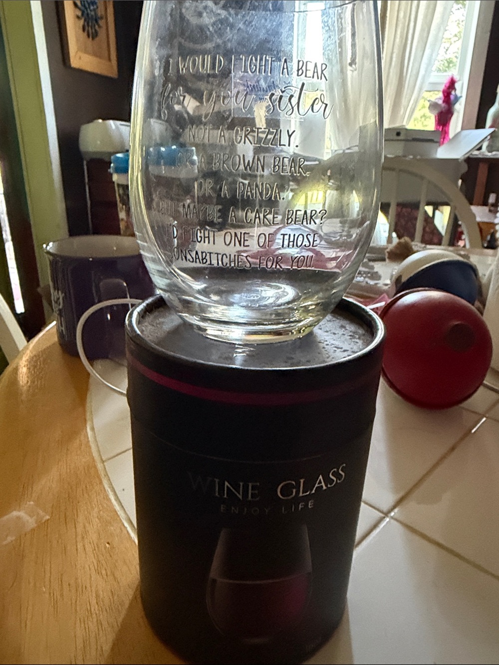 Engraved Stemless Wine Glass - Clear